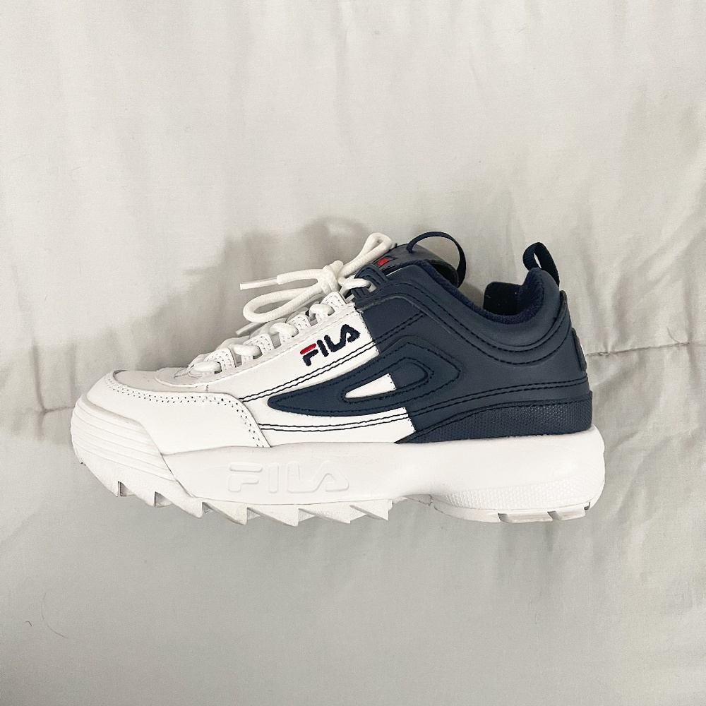 Blue and White Fila Sneakers